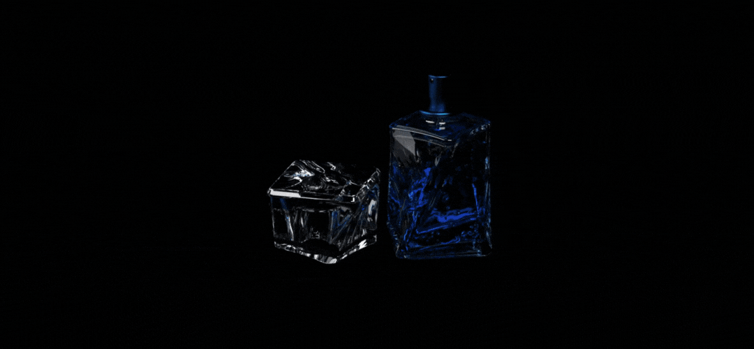 gif 3D wizualizacja 3D animacja 3D karafka perfum 